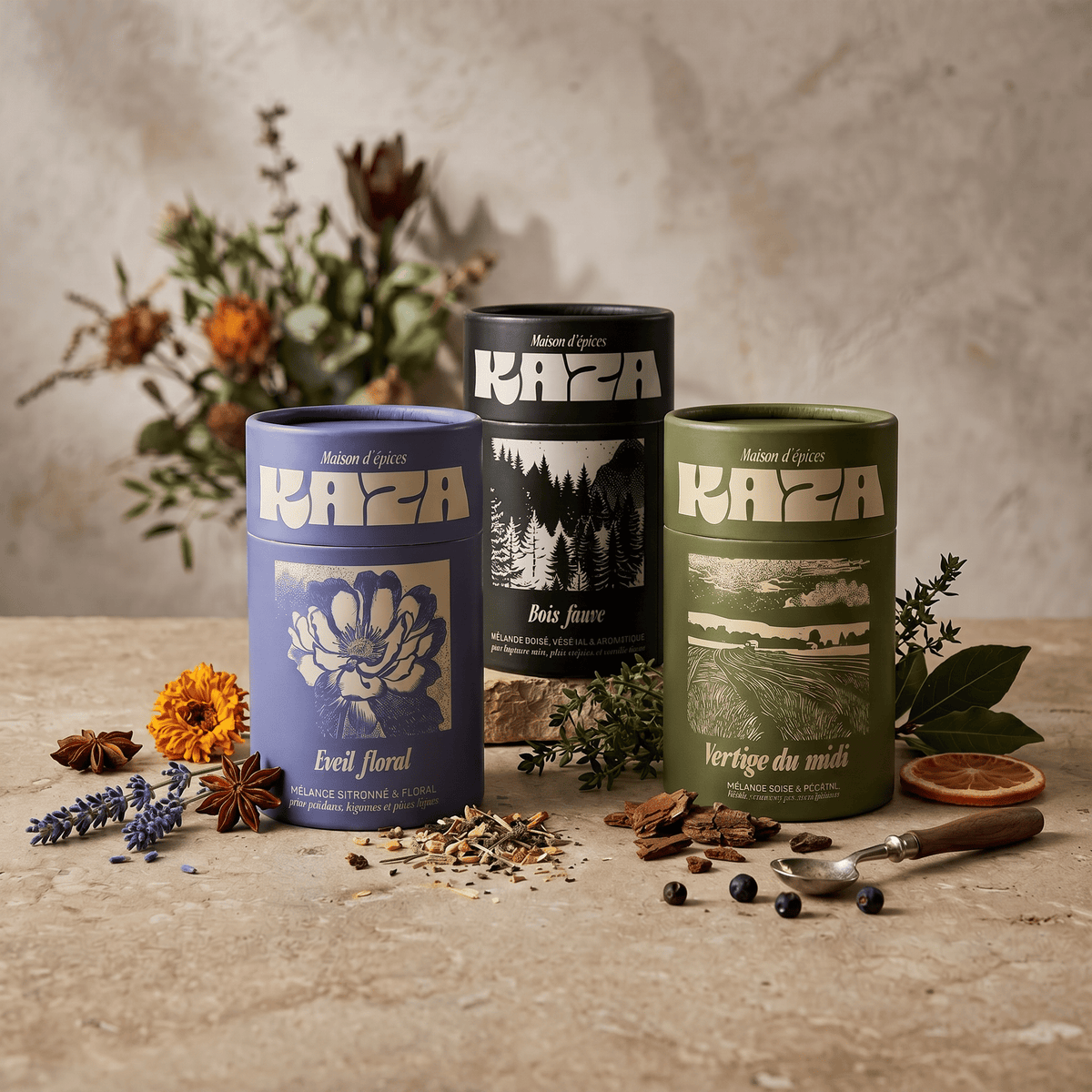 Les Herbes Folles – Les 3 mélanges aromatiques Maison KAZA