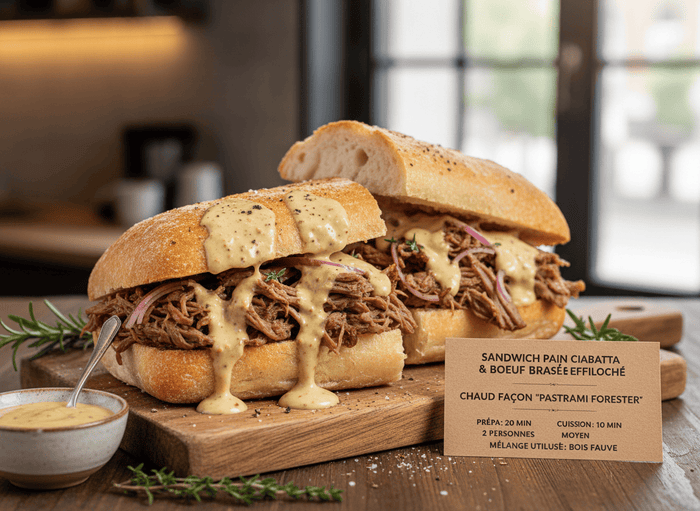 Sandwich chaud façon Pastrami forestier - KAZA