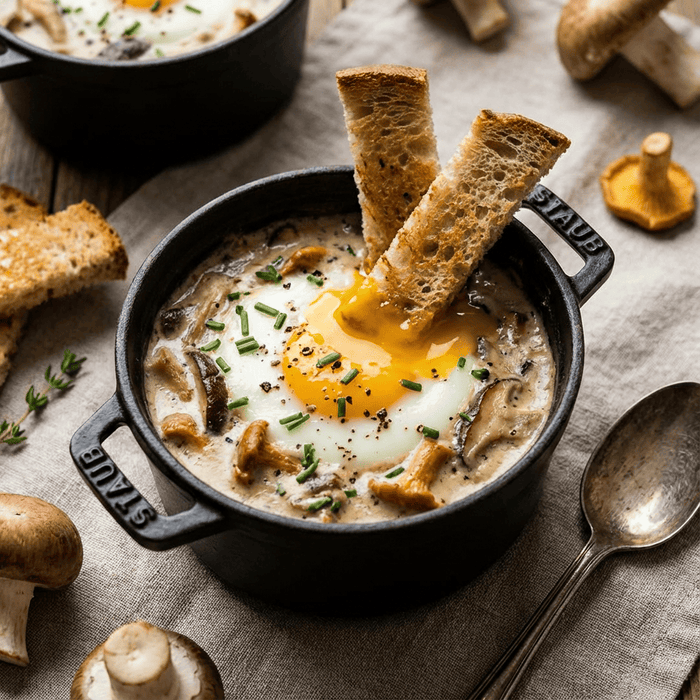 Œufs cocotte crème–champignons - KAZA