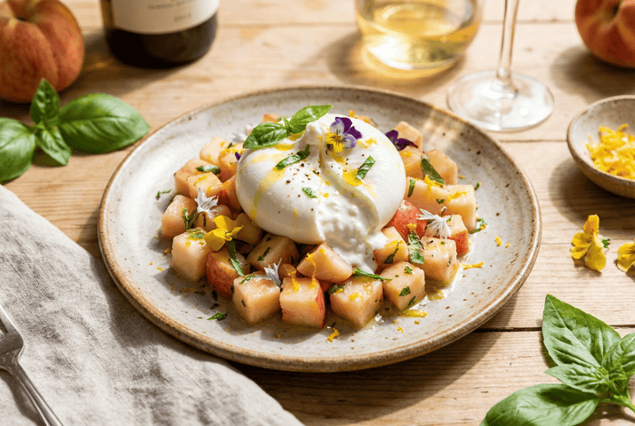 Tartare de pêche blanche, burrata - KAZA