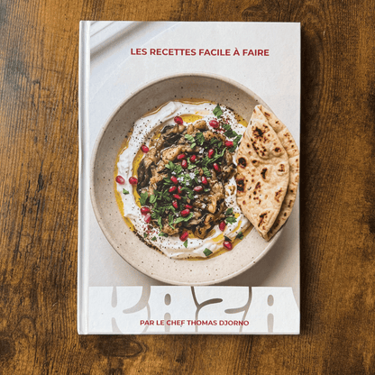 Livre de recettes Maison KAZA, couverture : Les recettes facile à faire, par le chef Thomas Djorno