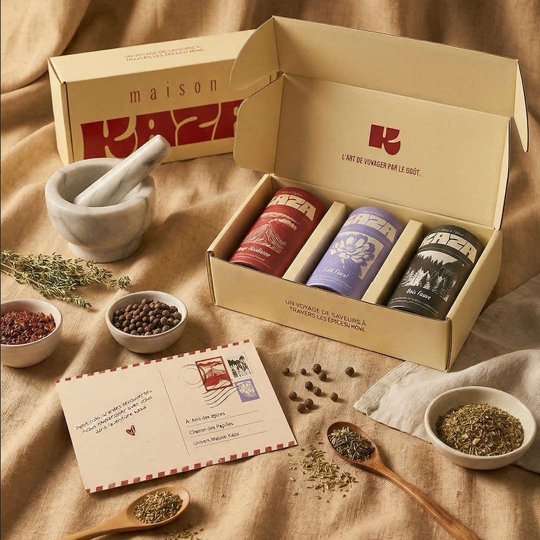 Coffret Découverte Maison KAZA, 3 mélanges d'épices à offrir