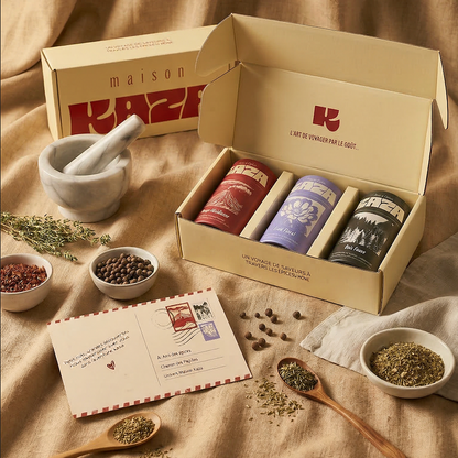 Coffret Découverte Maison KAZA, 3 mélanges d'épices à offrir